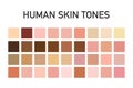 Human skin tone color palette set isolated on transparent background. Art design. Vector illustration.